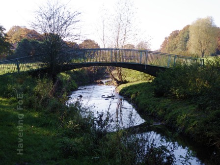 [A footbridge over the River Ingrebourne]